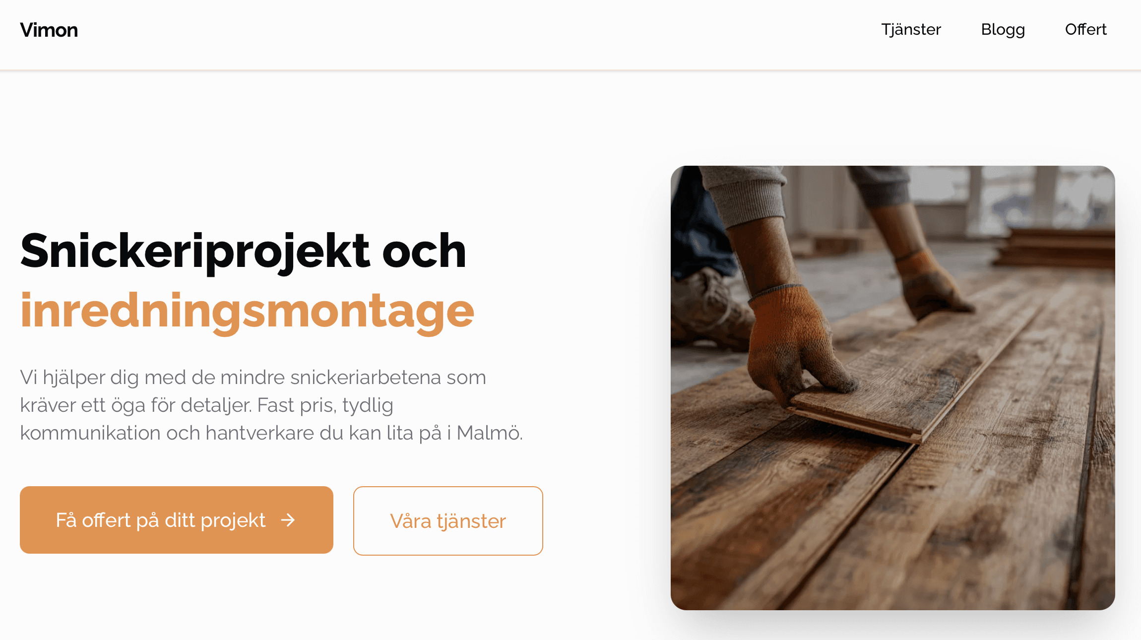 Skarmbild av projektet Vimon Bygg